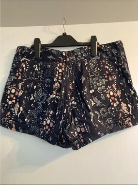 French Connection Black Floral-Abstract Print Shorts